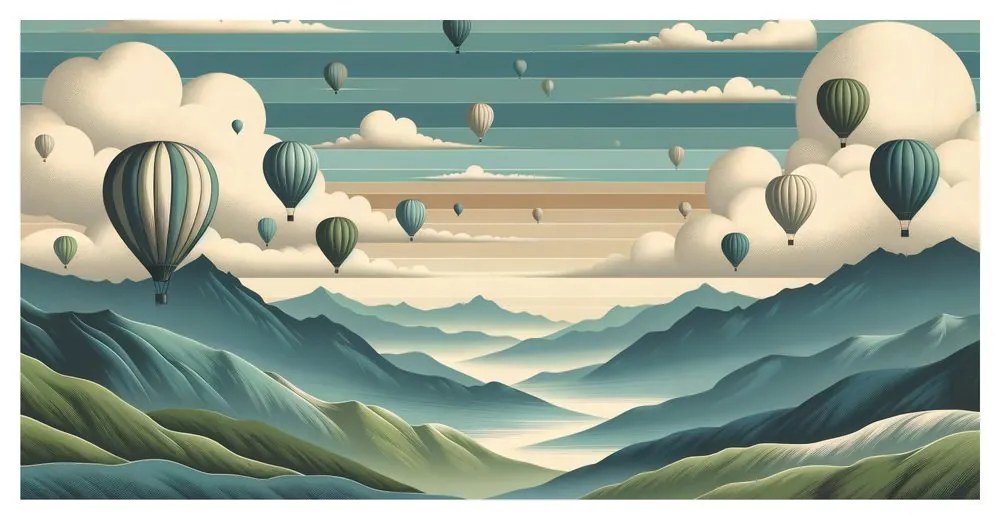 Quadro su tela – Volo in mongolfiera sopra le cime