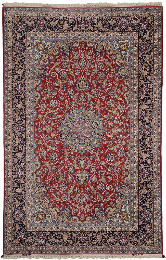 Isfahan Tappeto 220x350 Rosa (Iran) Annodato A Mano