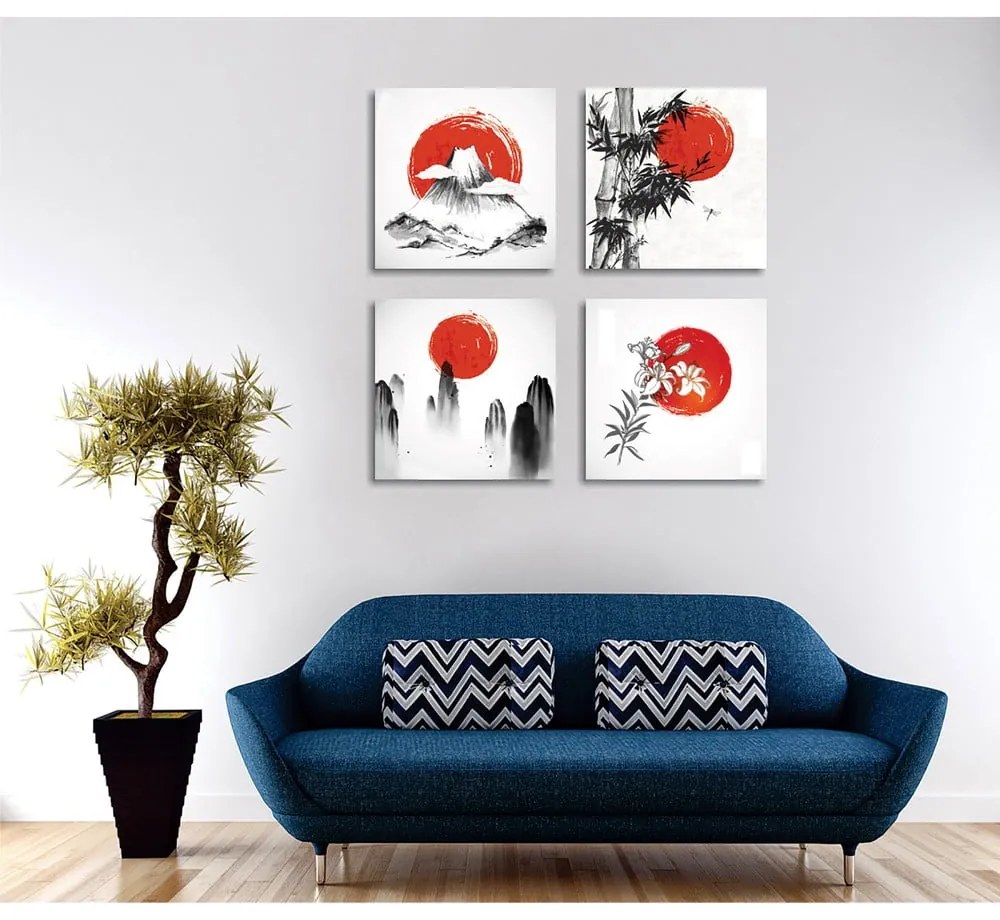 Quadri in set di 4 pezzi 30x30 cm Zen - Wallity