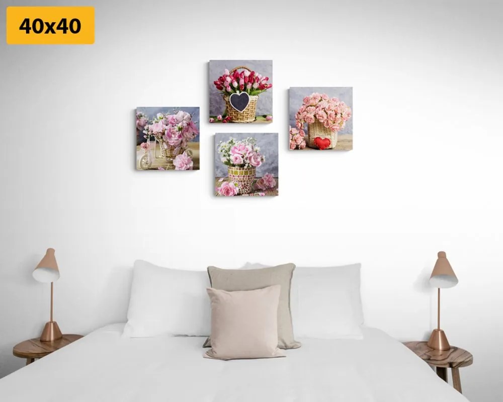 Set di quadri – Bouquet di fiori in stile vintage