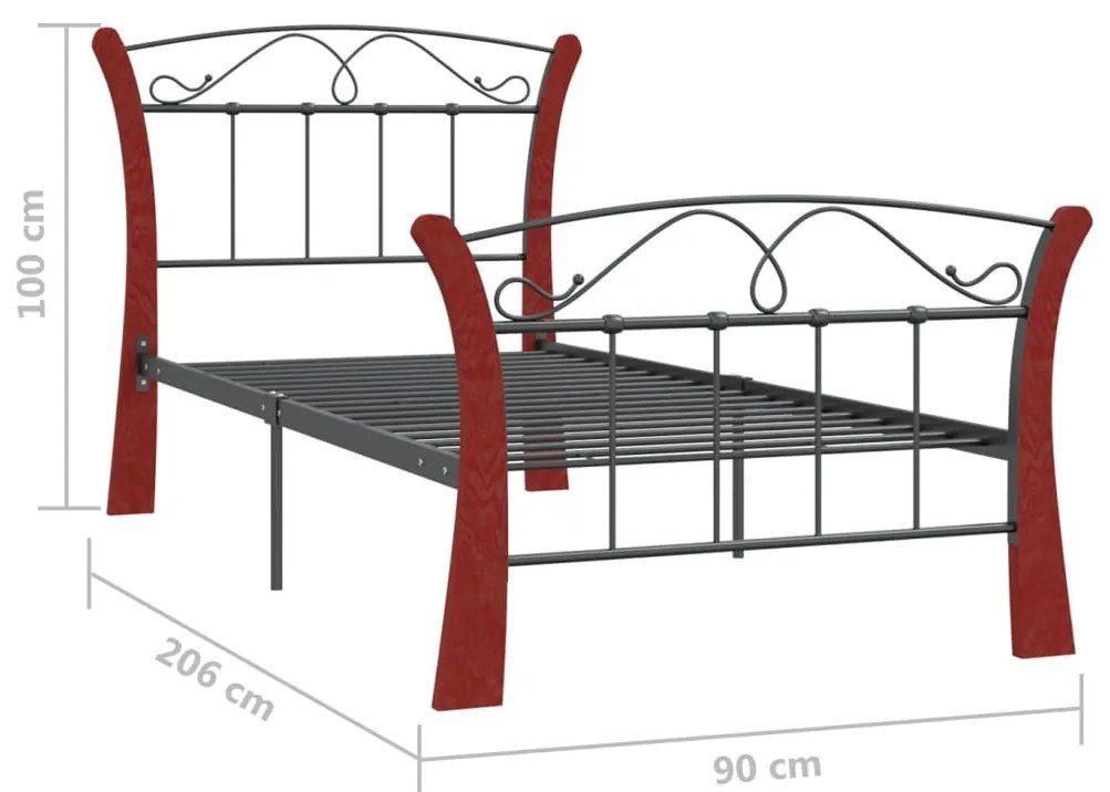 Giroletto Nero in Metallo 90x200 cm