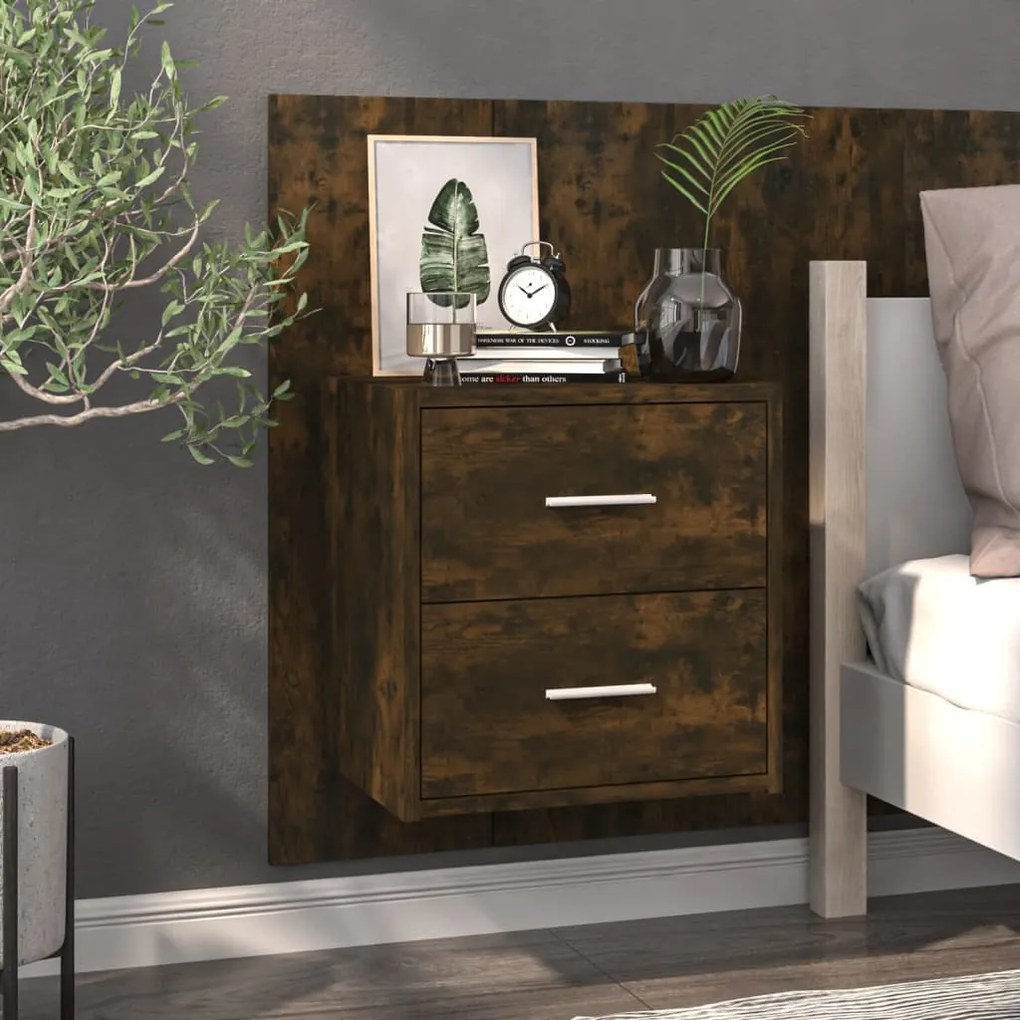 Comodino A Muro Rovere Fumo /