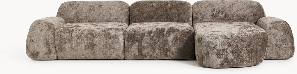 Divano angolare componibile 4 posti in teddy bouclé Wolke