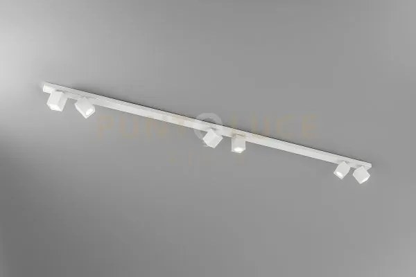 Oddy faretto 6 luci in alluminio bianco attacco gu10 orientabile 6x6cm