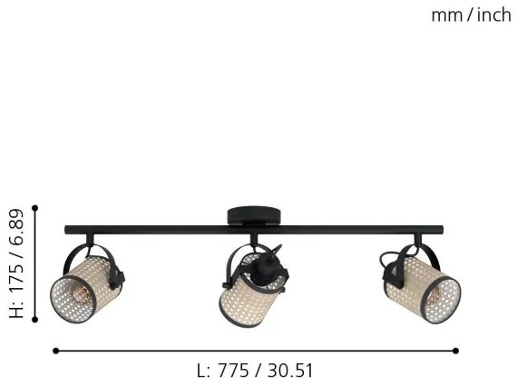 Eglo 43495 - Luce Spot RUSCOMB 3xE27/10W/230V