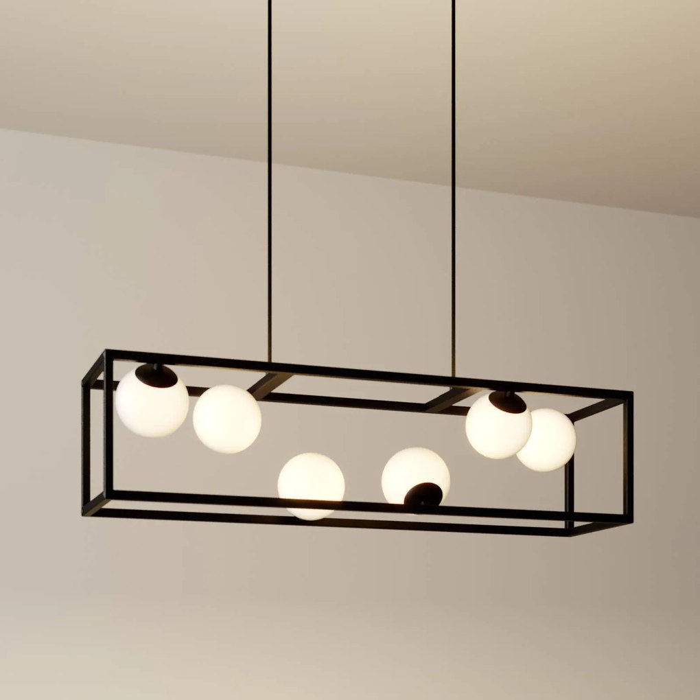 Lampada a sospensione Utopia Lindby, dimmerabile, Nero, Soggiorno / Sala da pranzo, Metallo, Moderno, Lampada a sospensione