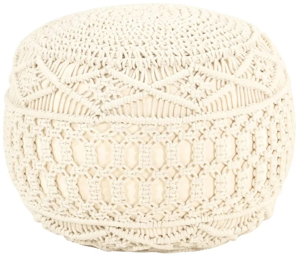 Pouf Lavorato A Mano İn Macramé 45x30 Cm İn Cotone /