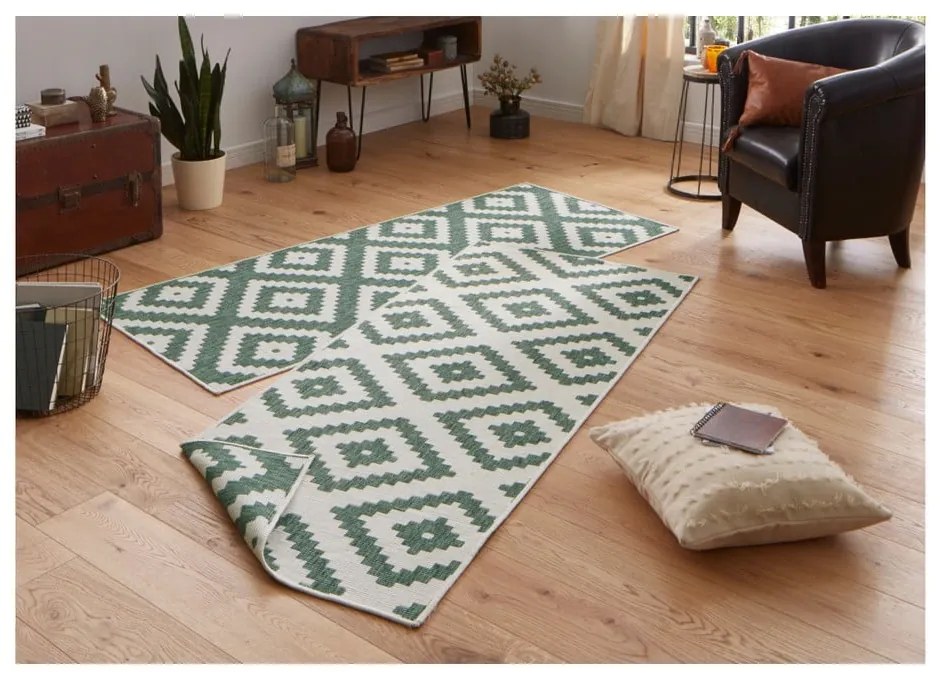 Tappeto da esterno verde e crema , 80 x 345 cm Malta - NORTHRUGS