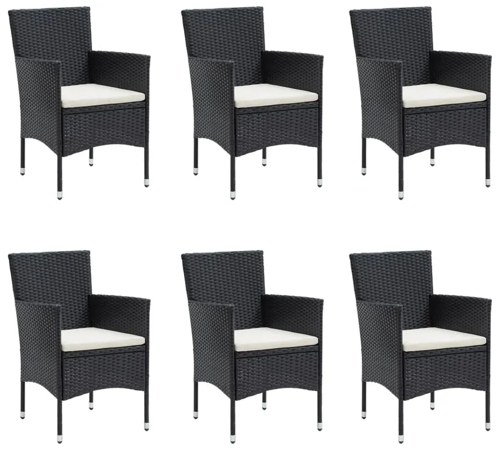 Set da pranzo da giardino 7 pz con cuscini nero