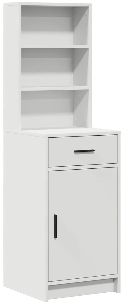 Set da due pezzi per tavolo da trucco con led in legno bianco