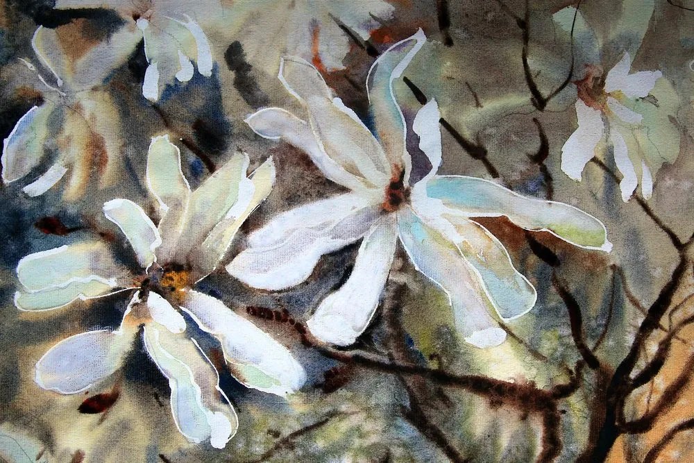 Quadro su tela – Albero acquerellato in fiore