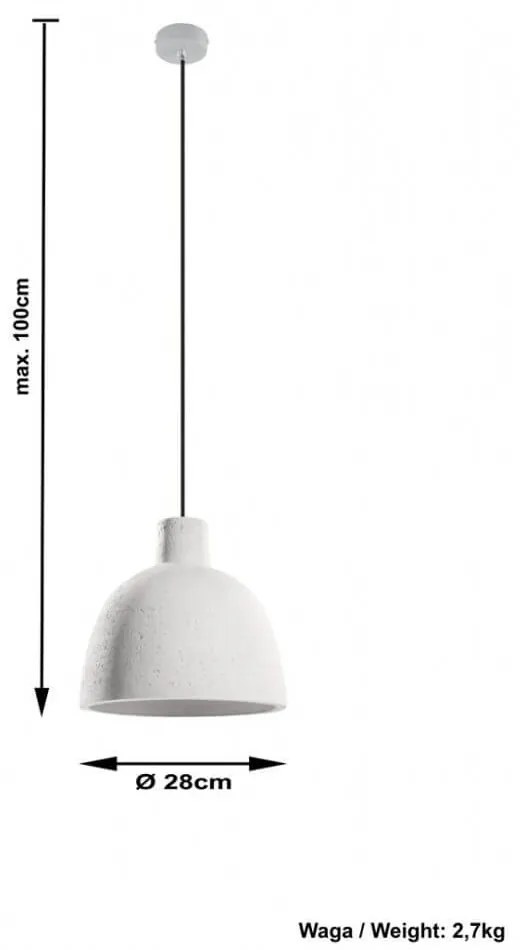 Lampadario a Sospensione in Cemento Bianco DAMASO E27 da interno Colore del corpo Cemento