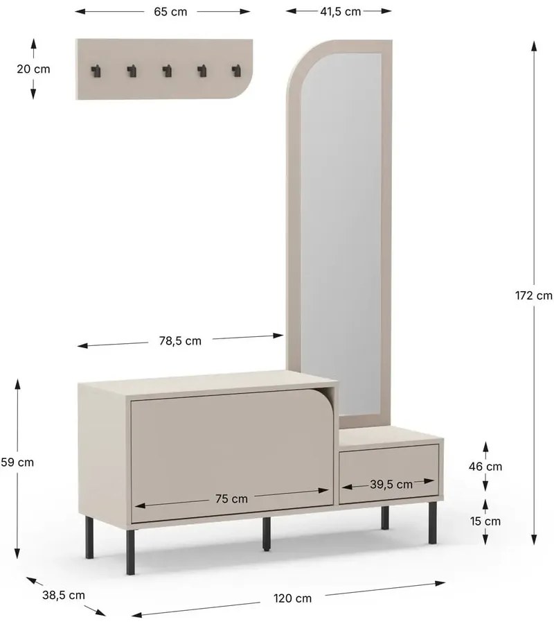 Set mobili da ingresso crema Bea - Marckeric