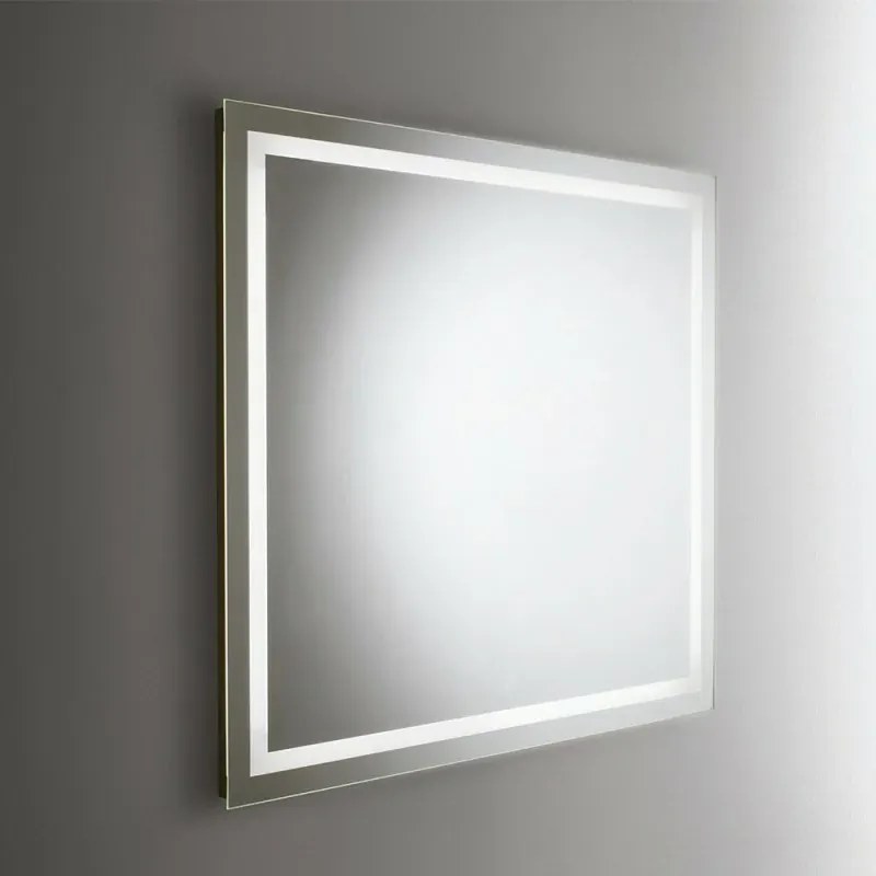 Specchiera LED 100x70 reversibile con retroilluminazione interna e telaio bianco