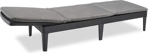 Lettino Prendisole In Resina Effetto Rattan Intrecciato Con Cuscino Jaipur Allibert Graphite
