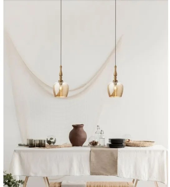 Redo 01-2740 - Lampadario a sospensione con filo TOLL 1xE27/42W/230V bronzo