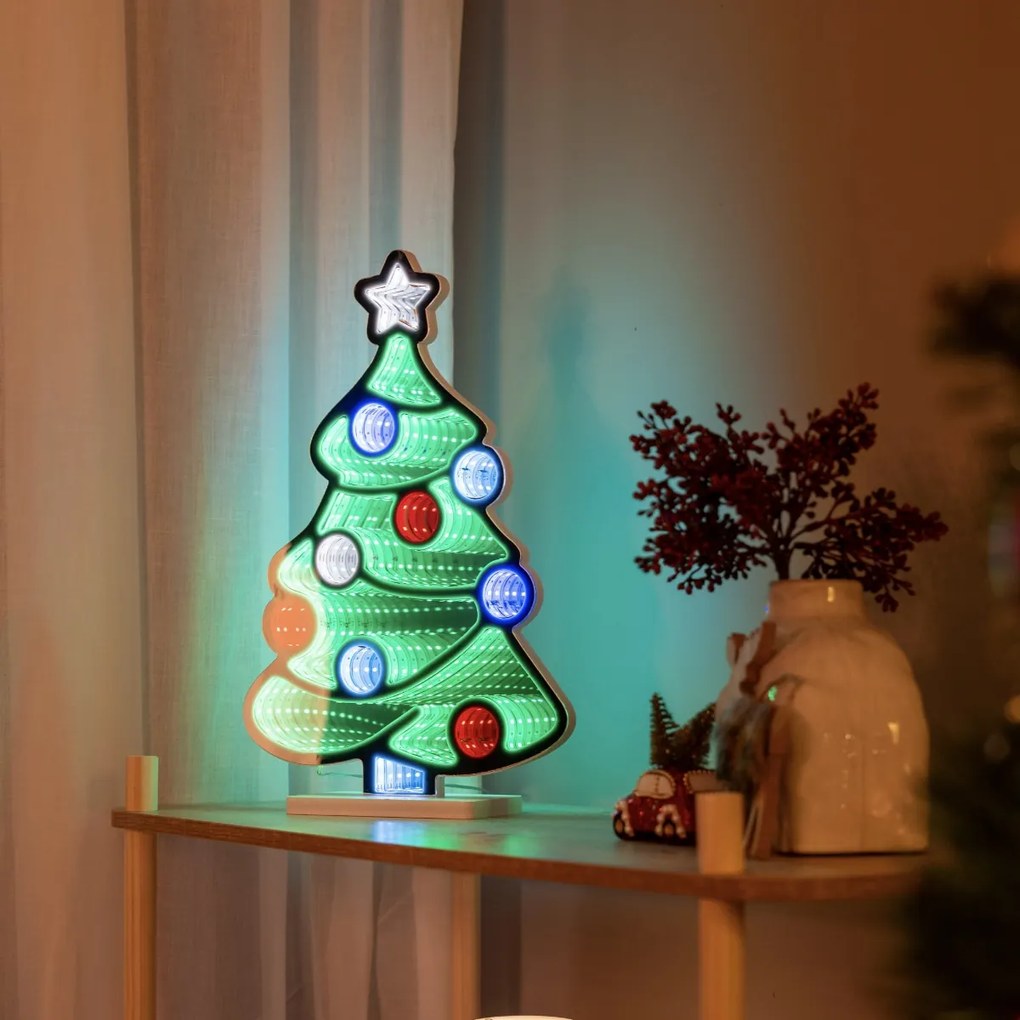 Lampada da tavolo natalizia Albero di Natale con LED e timer - Infinidade