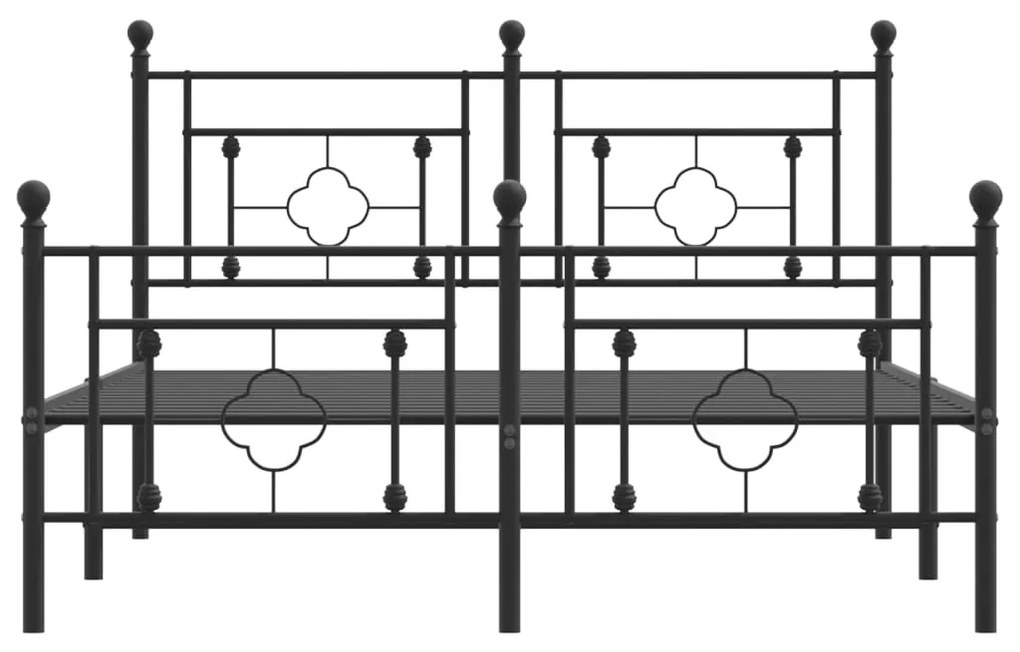 Giroletto con Testiera e Pediera Metallo Nero 140x190 cm