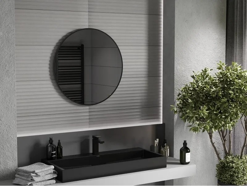 Mexen Loft specchio da bagno rotondo 75 cm, cornice nera - 9850-075-075-000-70