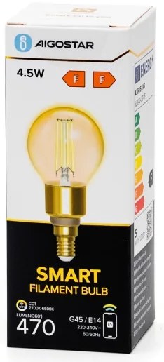 Lampadina LED dimmerabile FILAMENT G45 E14/4,5W/230V 2700-6500K Wi-Fi - Aigostar