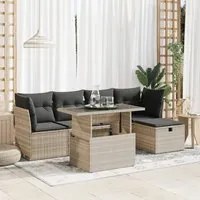 Set Divano da Giardino 6pz con Cuscini Grigio Chiaro Polyrattan 3326143