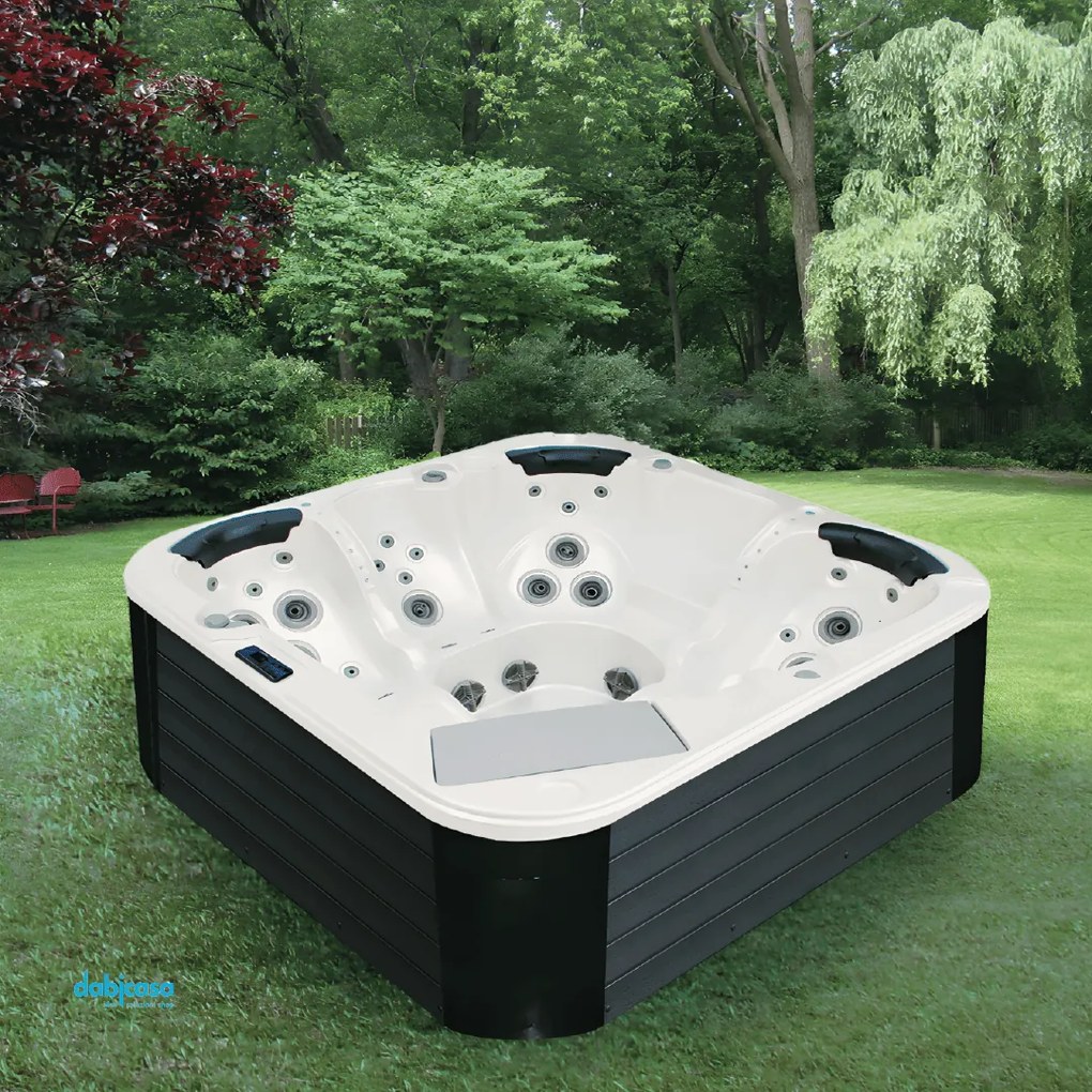 Mini Piscina "Wasaga" Da 191x191 Cm Interno Midnight Opal Rivestimento Esterno Grey