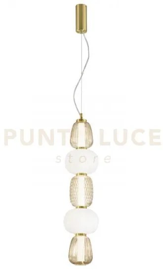 Lampadario a sospensione led totem oro 40w 4000lm 3000k 17x241cm in...