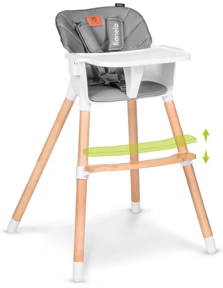 Lionelo - Seggiolone da pappa 2-in-1 KOEN Grey Stone