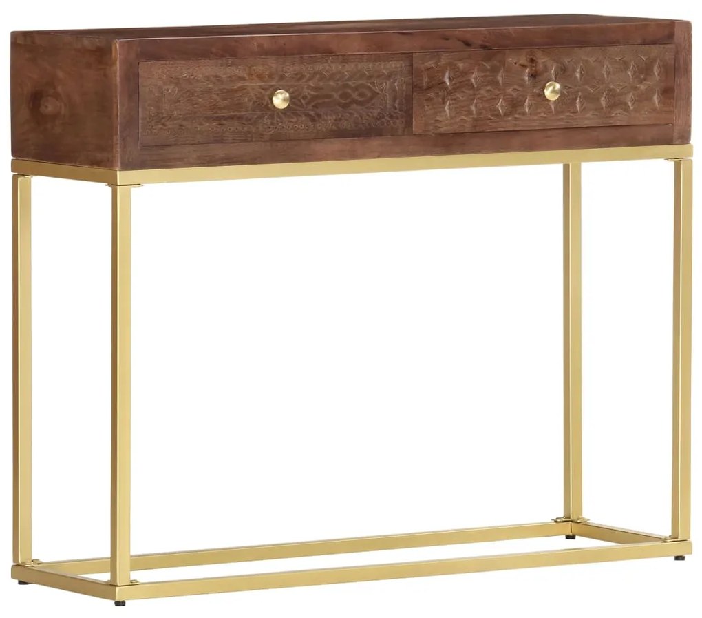Tavolo Consolle 90x30x75 Cm İn Legno Massello Di Mango /