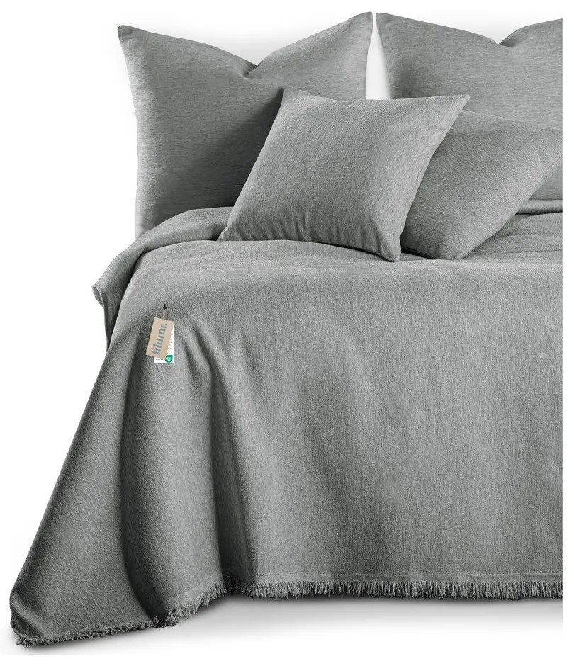 Copriletto grigio in ciniglia 220x240 cm Talo – Filumi