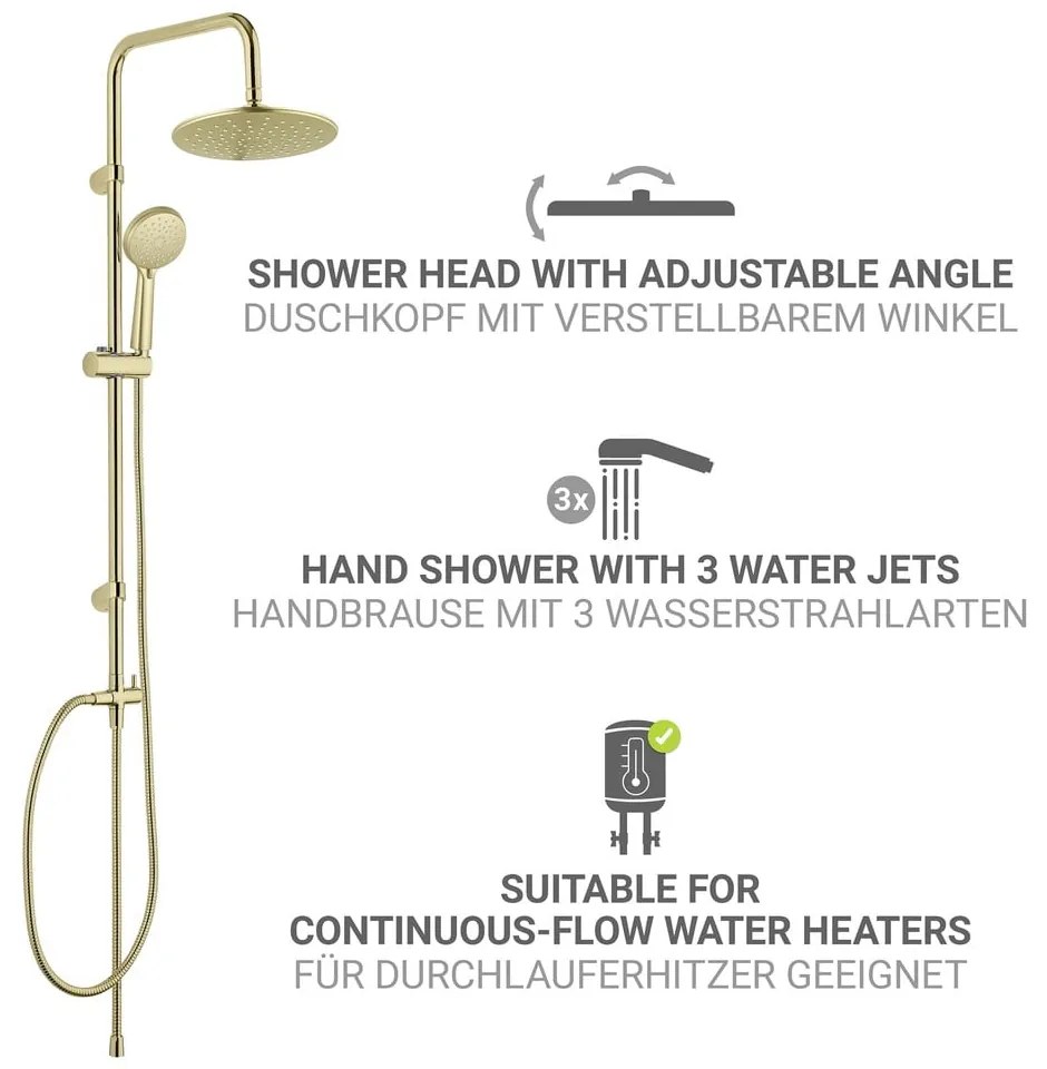 Set per doccia oro opaco in acciaio inox 101 cm Young Line – Wenko