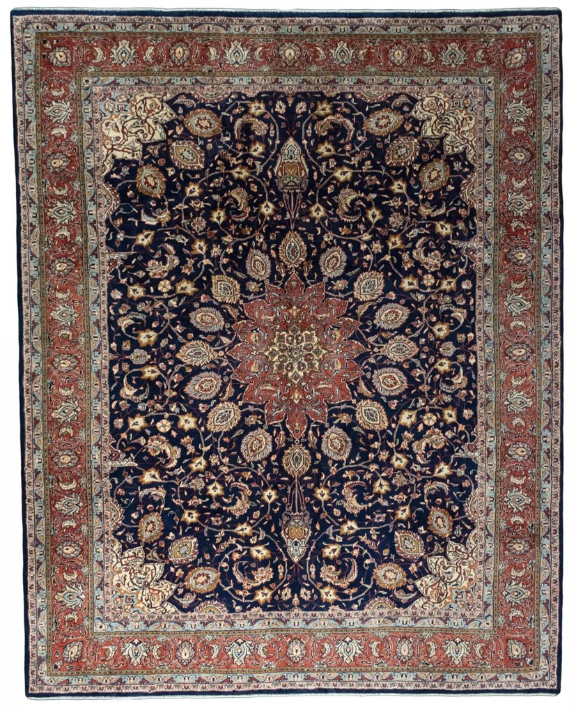 Sarouk Tappeto persiano 360x290 Blu (Iran) Annodato A Mano