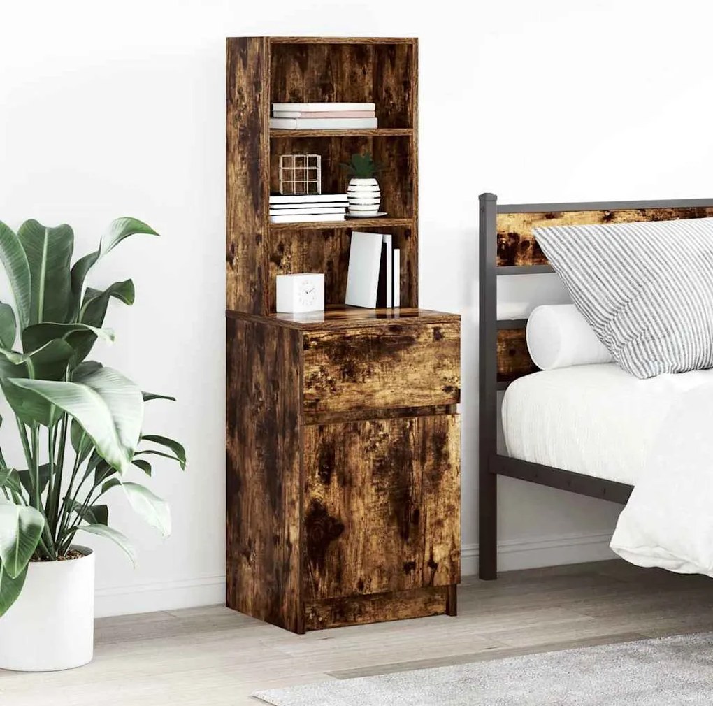 Comodino Rovere Fumo 39x35x125 Cm İn Legno Multistrato /