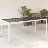 Tavolo Giardino Piano in Vetro Bianco 190x90x75 cm Polyrattan 368129