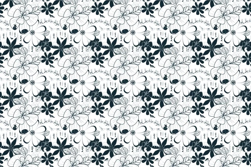 Carta da parati – Animali intorno ai fiori