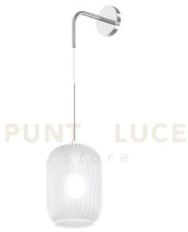 Applique regolabile cromo 1 luce vetro bianco fog 1181cr-a-bf