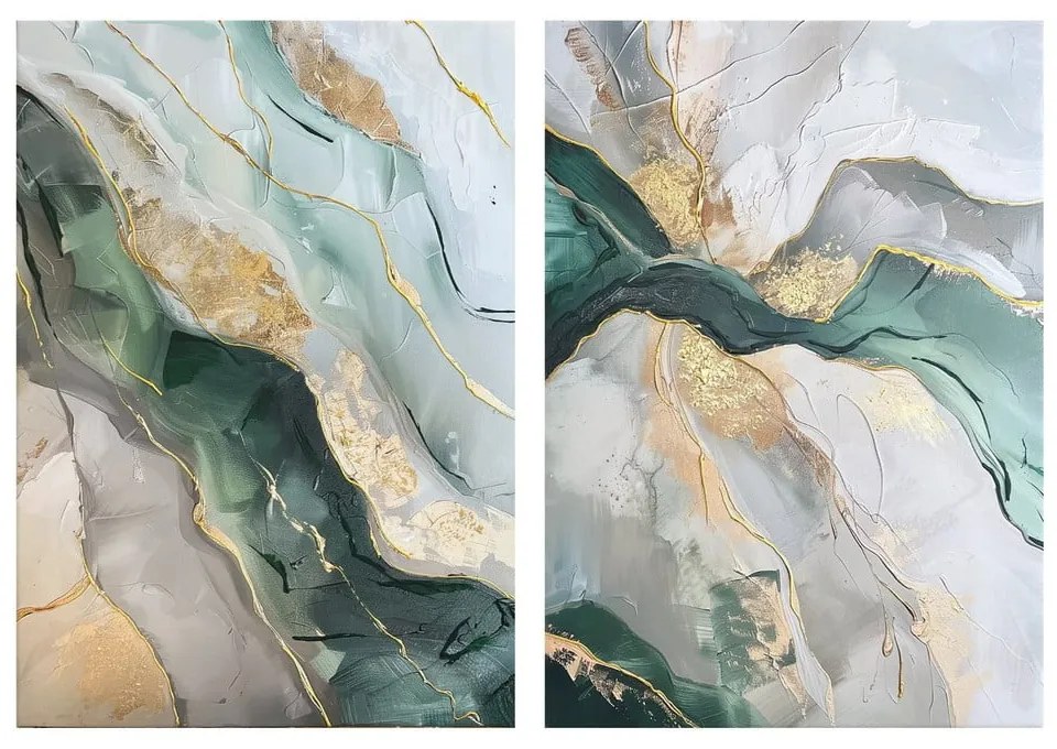 Set di quadri con elementi dipinti a mano 2 pz 50x70 cm Aventurine – Styler