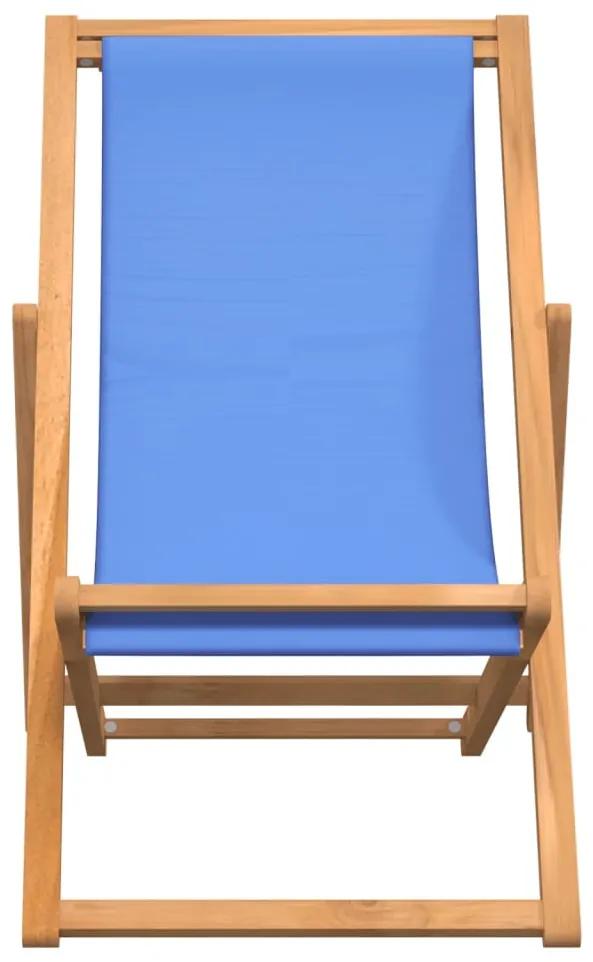 Sedia a Sdraio in Legno di Teak 56x105x96 cm Blu