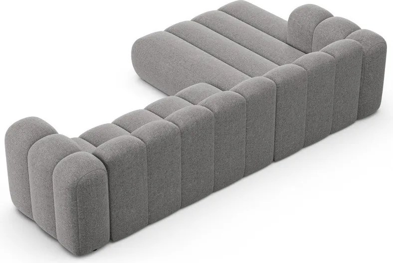 Divano angolare grigio (con penisola a sinistra/con chaise lounge) con rivestimento in ciniglia Lupine – Micadoni