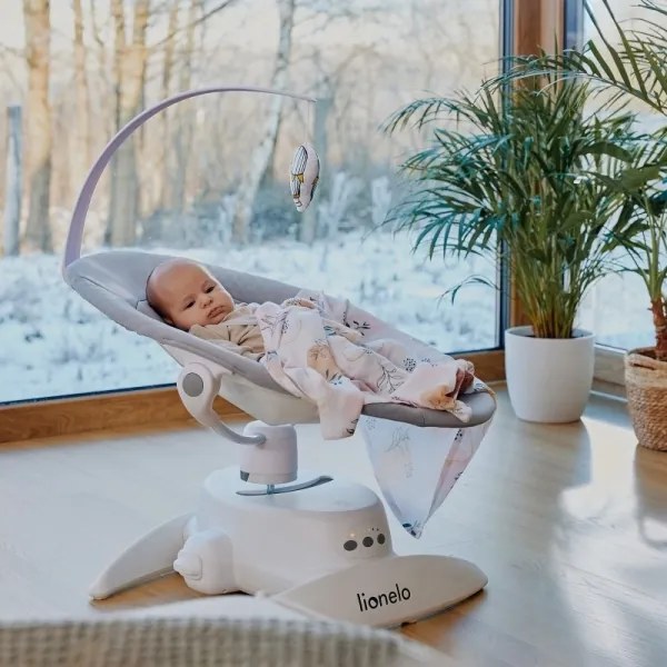 Lionelo - Dondolo per bambini con melodia IRIS Grey Concrete