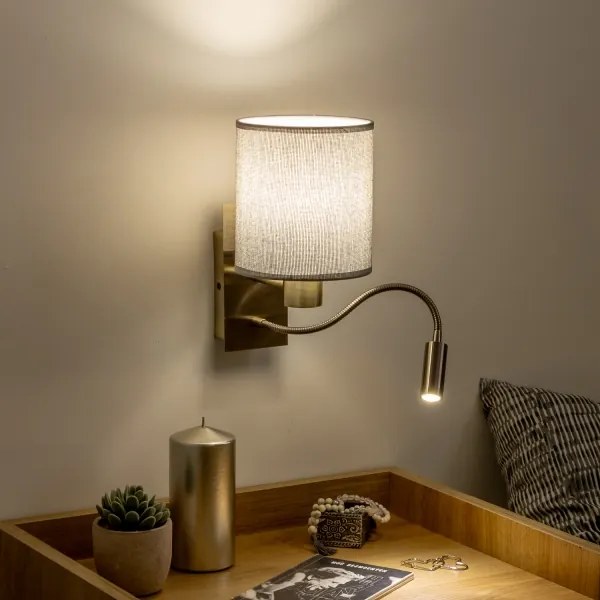 Brilagi - Applique a LED NUBILA 1xE27/25W/230V + LED/3W ottone/grigio