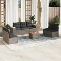 Set Divano da Giardino 8 pz con Cuscini Grigio in Polyrattan 3225402