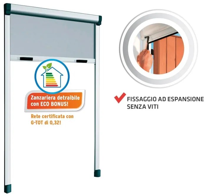 Zanzariera avvolgibile MEDAL Bazar SunScreen per finestra L 140 x H 170 cm bianco riducibile