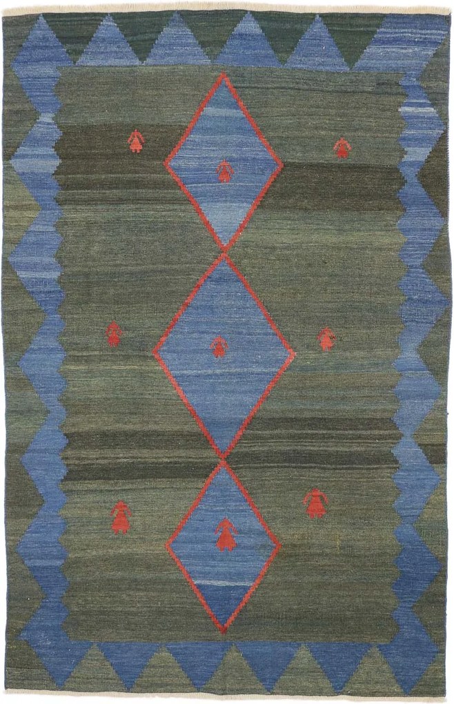 Kilim Tappeto 180x280 Blu (Iran) Annodato A Mano
