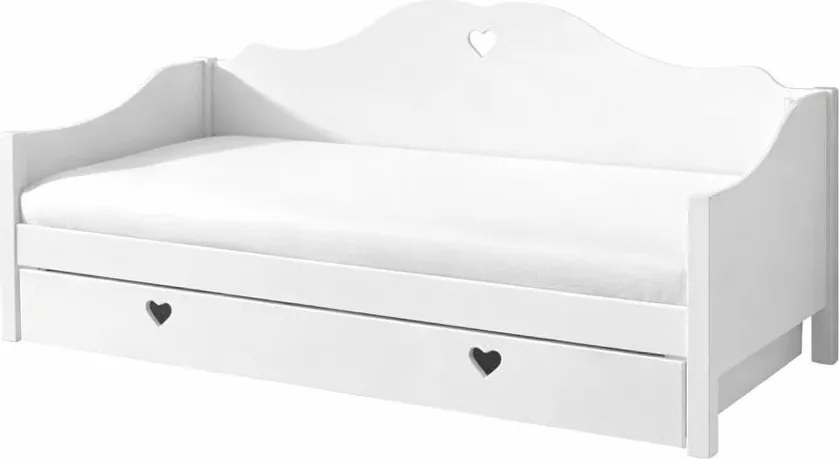 Letto per bambini in legno di pino bianco con letto estraibile con contenitore 90x200 cm AMORI - Vipack