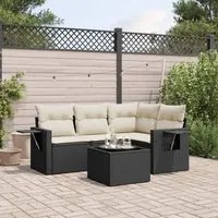 Set Divani da Giardino 5 pz con Cuscini in Polyrattan Nero 3252453