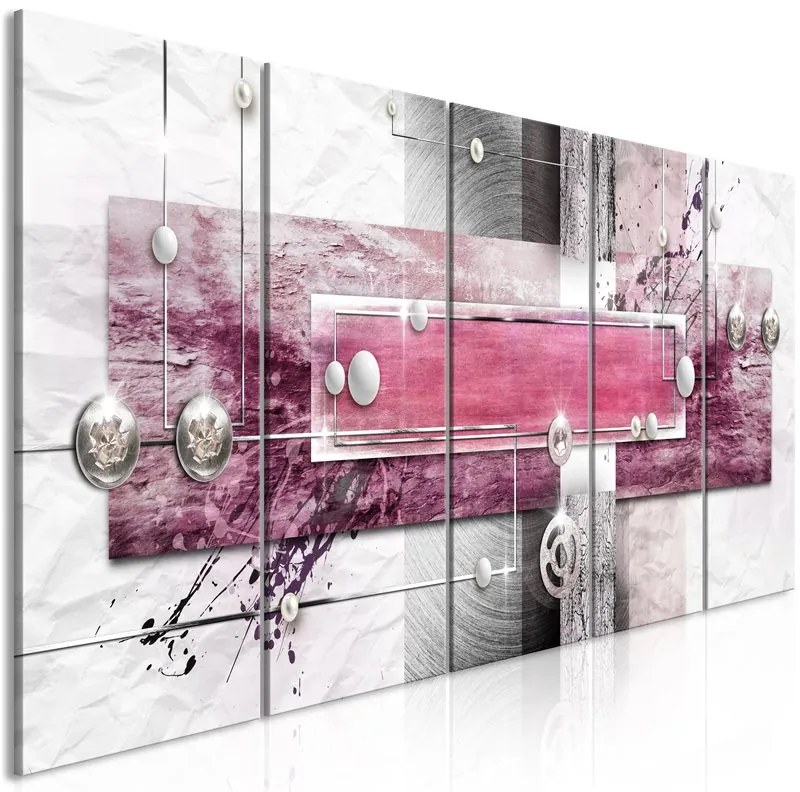 Quadro Mysterious Mechanism (5 Parts) Narrow Pink  Colore Rosa, Dimensioni e Misure 225x90