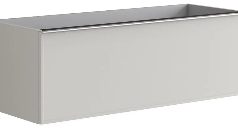 Mobile da bagno sotto lavabo Pixel frame frontale grigio pastello e maniglia alluminio brillante laccato L 120 x H 40 x P 45.5 cm 2 cassetti, lavabo non incluso