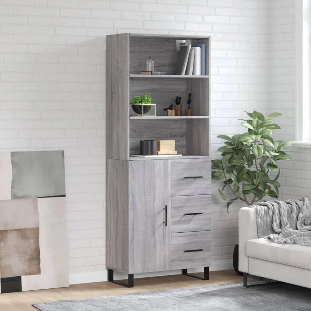 Credenza grigio sonoma 69,5x34x180 cm in legno multistrato