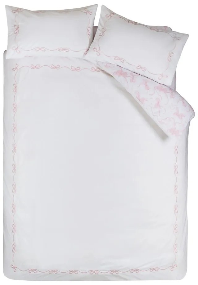 Set copripiumino e federa bianco per letto matrimoniale 200x200 cm Bow Embroidery – Catherine Lansfield